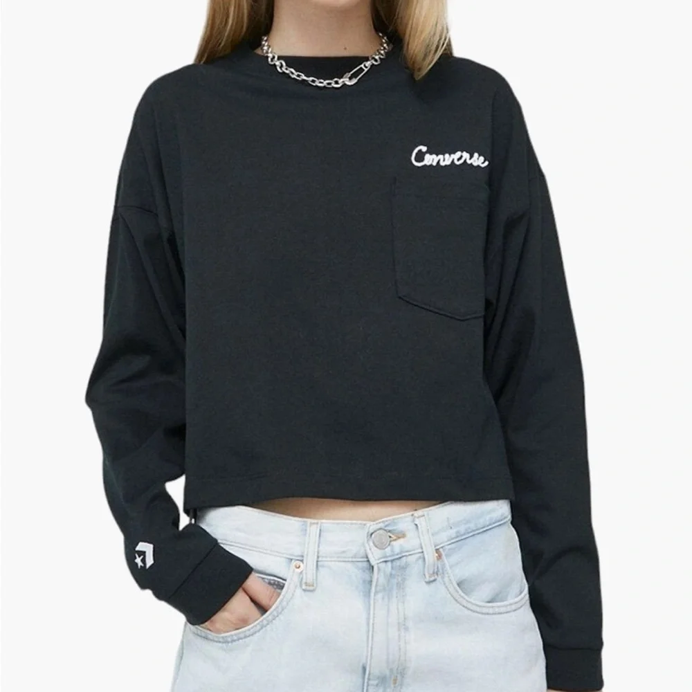 Converse Women's Black Long Sleeve Top - Picture 1 of 4